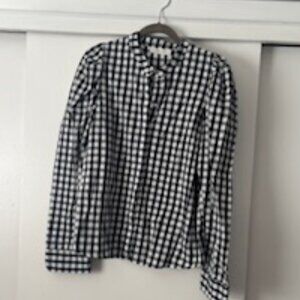 Lanthropy XL Black White Gingham Button Down Puff Sleeve Shirt Never Worn
